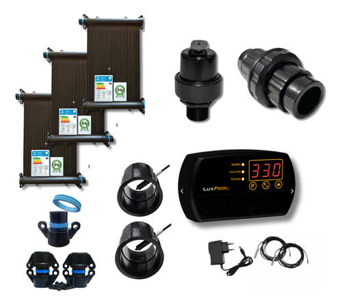 Kit Aquecedor Solar P/ Piscina 13.000l Completo 11 Placas 3m