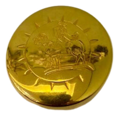 Teca Folheada Ouro Cordeiro 3,5cm X 1,2 Eucaristia Hóstia 