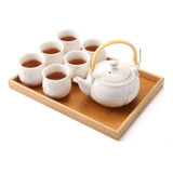 Juego De Té Japonés De Porcelana Blanca Con 1 Juego De Teter