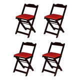 Jogo Dobrável 4 Cadeiras Para Bar E Boteco - Madeira Maciça