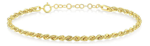 Gelin Pulsera De Cadena De Cuerda De Oro Macizo De 14 Quilat