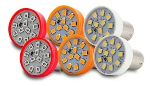 Kit 6 Lâmpadas  Leds Lanterna Traseira Pisca Seta Ré Freio 