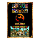 1 Cartel De Metal Estampado Juego Retro Mortal Combat 40x28