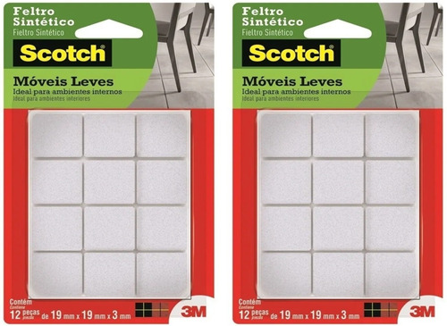 Feltro Adesivo Cadeira Sofá Quadrado Scotch 3m 25mm C/ 24 Un