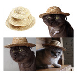 Sombrero Tejido De Paja For Mascotas, Disfraz For Gato,