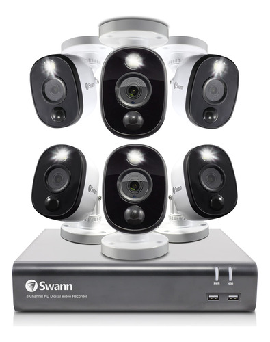 Swann - Sistema De 6 Camaras De Seguridad De 8 Canales Dvr,