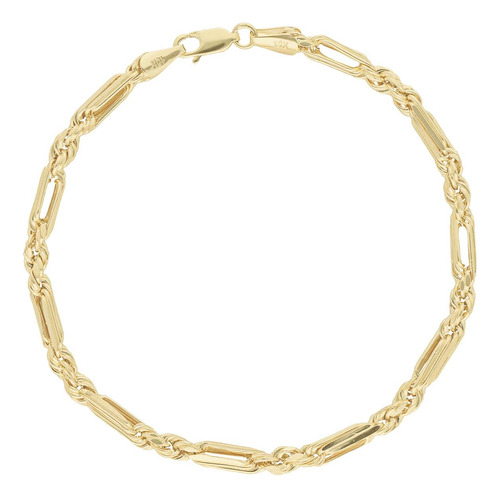 Pulsera Pulso Esclava Oro 10k Torzal Figaro 3.8mm 21cm Italy