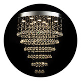 Lustre De Cristal Pendente Sala Quarto Luminaria Vai Montado Cor Prateado