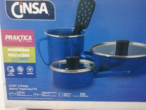 Batería De Cocina Cinsa Praktica En Color Azul De 6 Piezas