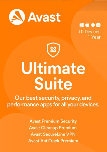 Avast Ultimate Suite Vpn 2024 - 10 Dispositivos - 1 Año