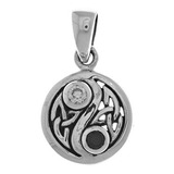 Colgante Yin Yang Celta En Plata Con Cz.