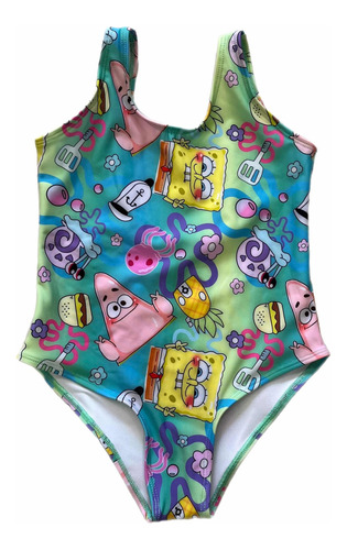 Traje De Baño Niña Bebé Bob Esponja Completo Playa