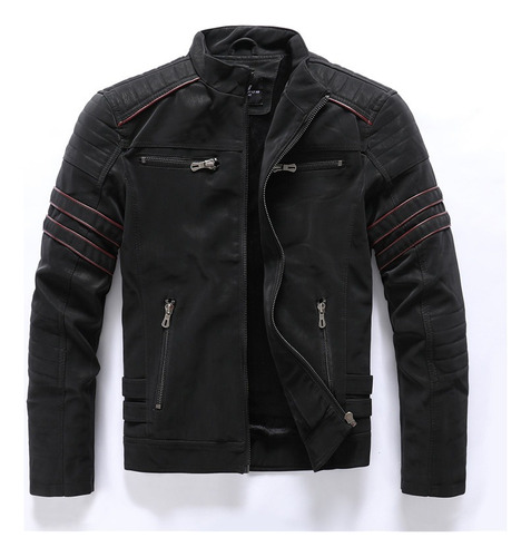 Chamarra Hombre Piel Sintética Motociclista Biker Slim Fit