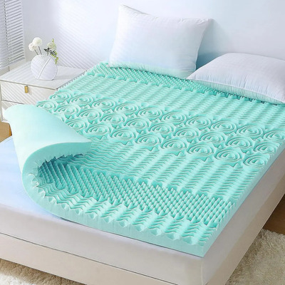 Cubre Cama Memory Foam Individual Altura 7.5 Cm Color Agua Diseño De La Tela Rayas