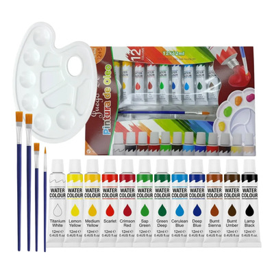 Oferta~kit De Pintura Óleo 12 Colores Con 4 Pinceles Y 1pale | Meses sin interés