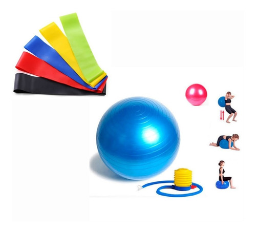 Ligas De Ejercicio, Pelota 65cm Para Yoga + Bomba