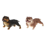 2x Animal Figurine Cute American Bully Pitbull Modelo