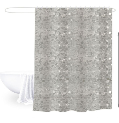 Cortina De Baño Piedras Gris Impermeable +12 Argollas