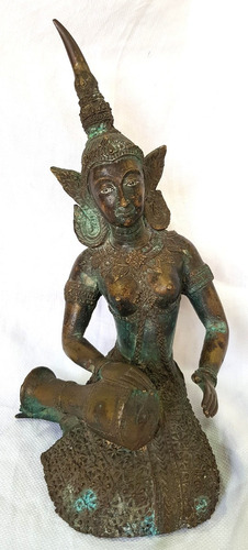 Diosa Hindu Tailandia De Bronce Buda 21,5cm Instrumento B170