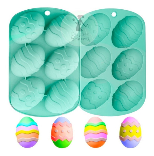 Molde Silicona Huevos De Pascuas Chocolate Con Diseños X 6 
