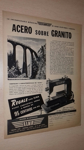 P390 Clipping Publicidad Maquina De Coser Elna Año 1947