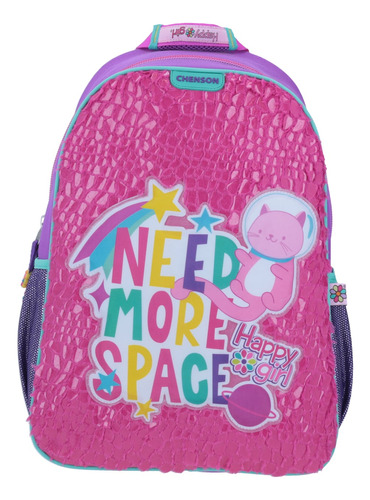 Mochila Grande Escolar Chenson Happy Girl Primaria Niña Gato Espacial Bogui Hg64445-p