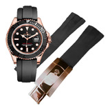 Extensible Correa Negra 20mm Con Broche Para Rolex