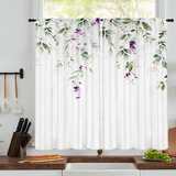 Iffvgx Wistaria - Cortinas De Cocina Con Flores Moradas De 2