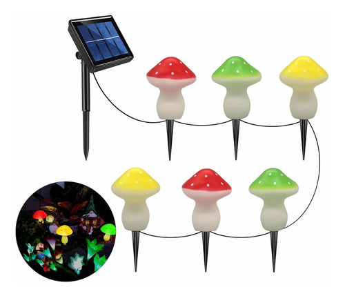 Luz Decorativa De Luz Solar Para Jardín, Luz De Hongo 6 Led