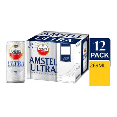 12 Cerveja Amstel Lager Ultra 269ml Sem Glúten 71cal Lowcarb | MercadoLivre