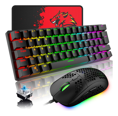 Combo Teclado Y Mouse Juegos Con Cable Teclado Mecánico Rgb