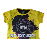 Playeras Crop Top Deportivo Gym Running No Excuses Ts24