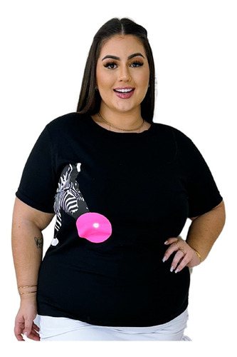 Blusa Feminina Plus Size T-shirt Algodão Estampa Modinha 