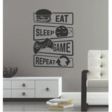 Vinil Decorativo Gamer Eat Sleep Game Repeat Video Juego