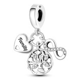 Charm Triple Familia Eterna En Plata 925 Silver Heart