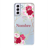 Funda Galaxy Uso Rudo Flores Personalizada Con Tu Nombre