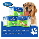 Mascota Suave Desechable Masculino Wrap Perro Pañal, 12pcs, 