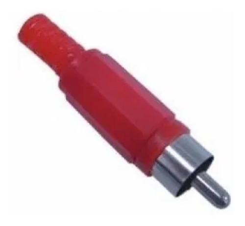 Kit 5 Plug Rca Plástico Vermelho Com Rabicho