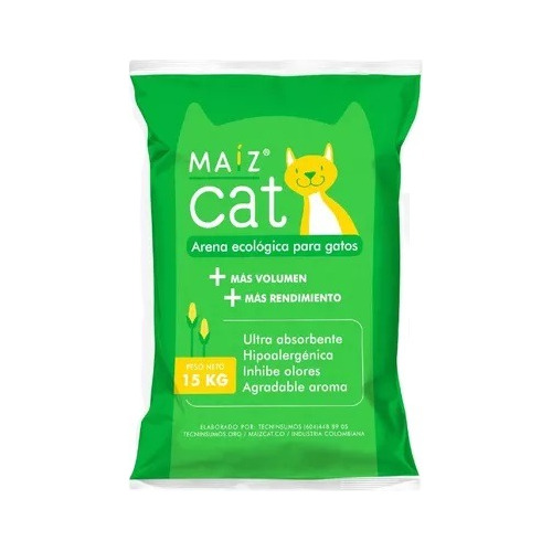 Maíz Cat 15kg -  Arena Ecológica Para Gatos - Inhibe Olores