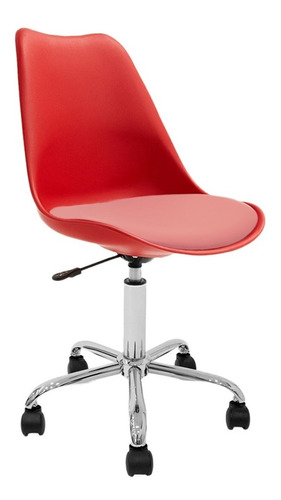 Silla Oficina Escritorio Pc Tulip Newmo Color Rojo Asiento