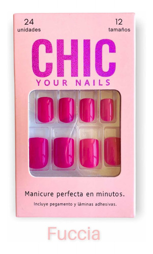 Uñas Adhesivas,postizas Press On. Happy Fucsia