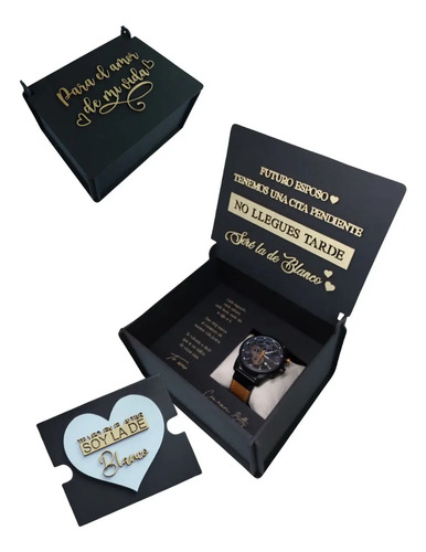 Caja Reloj Boda Compromiso Novio Aniversario Deluxe 3d