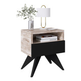 Mesa De Luz 1 Cajon Moderna Mesita Melamina Minimal Praga