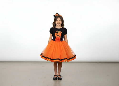 Disfraz Infantil Calabaza Para Niña Halloween Día De Muertos Vestido Calabaza Fiesta Disfraces