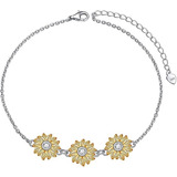 Pulsera Girasoles Plata Fina 925 Baño Oro 18k Regalo Mujer