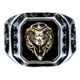 Anillo Cabeza Leon Color Plata Acero Inoxidable Para Hombre