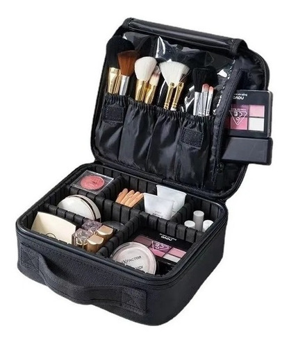 Maleta Maquillaje Portátil Cartera Cosméticos Negra