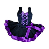 Conjunto Body Infantil Fantasia De Halloween Bruxa Roxo