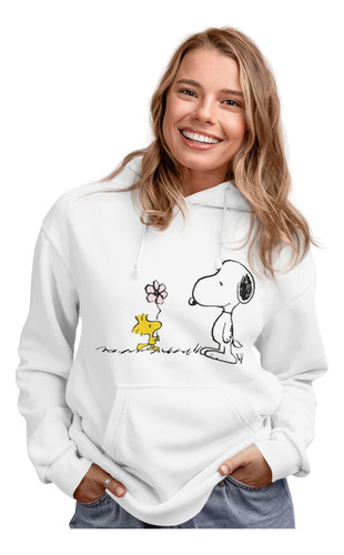 Poleron Dama Snoopy Charlie Brown Flor Algodon Estampado