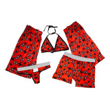 Duo De Pijama Para Pareja Spiderman 5pz Top Pants Boxertanga